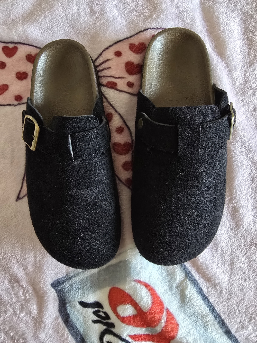 Black Slip-On Buckle Clogs